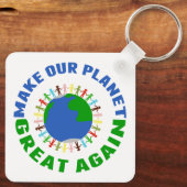 Maak onze planeet weer geweldig sleutelhanger (Achterkant)