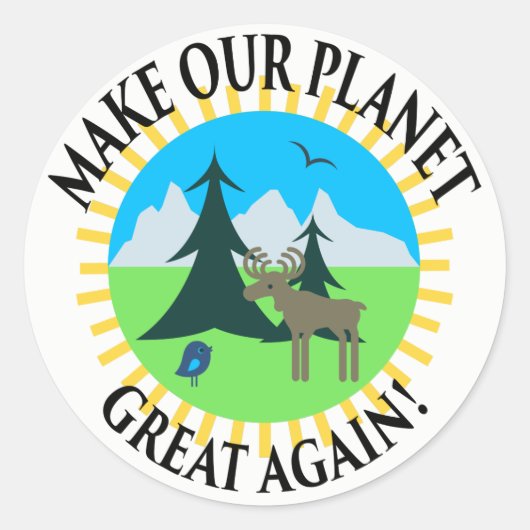 MAAK ONZE PLANEET WEER GROOT! RONDE STICKER (Voorkant)