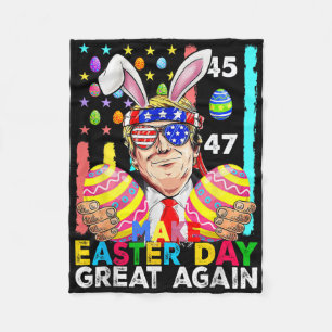 Maak Pasen Groot Again Funny Trump Bunny Lente H Fleece Deken