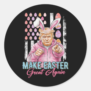 Maak Pasen Groot Weer Grappig Trump Bunny Amerikaa Ronde Sticker