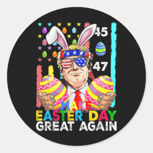 Maak Pasen weer geweldig Grappig Trump Bunny Sprin Ronde Sticker