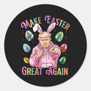 Maak Pasen weer geweldig Grappig Trump Bunny Sprin Ronde Sticker