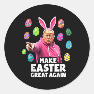 Maak Pasen weer geweldig Grappig Trump Bunny Sprin Ronde Sticker
