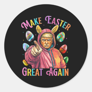 Maak Pasen weer geweldig Grappig Trump Bunny Sprin Ronde Sticker