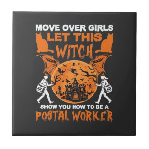 Maak plaats meisjes laat heks postbode Halloween_ Tegeltje