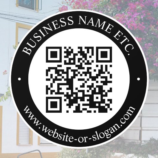 Maak QR-code & aanpasbare tekst | Zwart & Wit Raamsticker