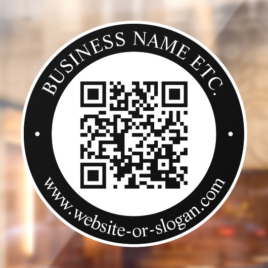 Maak QR-code en aanpasbare tekst | Zwart & Wit Raamsticker (Vel 2)