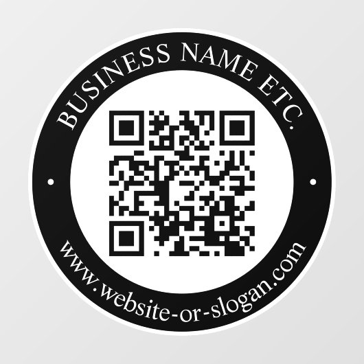 Maak QR-code en aanpasbare tekst | Zwart & Wit Raamsticker (Vel)