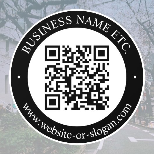 Maak QR-code en aanpasbare tekst | Zwart & Wit Raamsticker