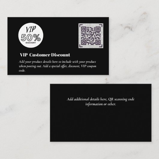 Maak QR-codes voor VIP-kortingverpakkingen voor kl Informatiekaartje (Voorkant / Achterkant)