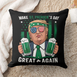 Maak St. Patrick's Day weer groot Ierse Trump Kussen