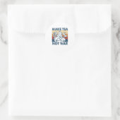 Maak Tea not War Funny SamuraiDrinkingTea TShirt Ronde Sticker (Tas)
