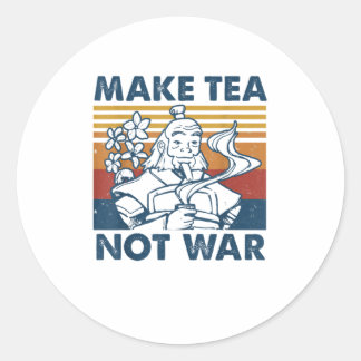Maak Tea not War Funny SamuraiDrinkingTea TShirt Ronde Sticker