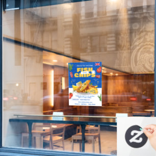 Maak UK-editie Delicious Fish N Chips-restaurant a Raamsticker