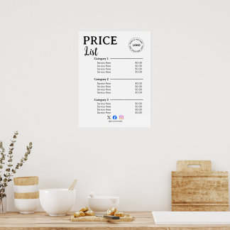 Maak uw eenvoudige prijslijst voor merkpromotie poster