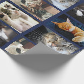 Maak uw eigen 5 fotocollage op Navy Blue Cadeaupapier (Hoek)