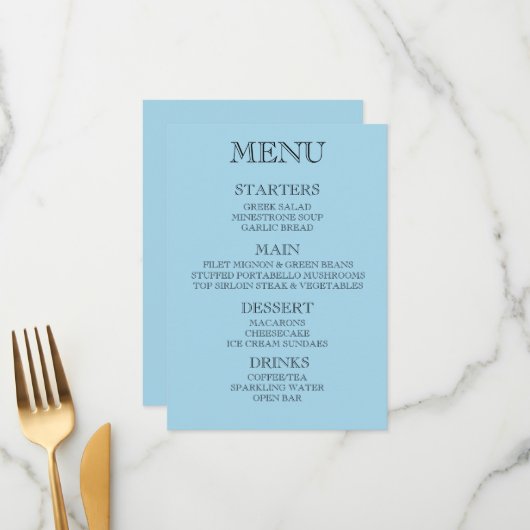 Maak uw eigen aangepaste evenement/restaurantmenu menu (Voorkant / Achterkant in situ)