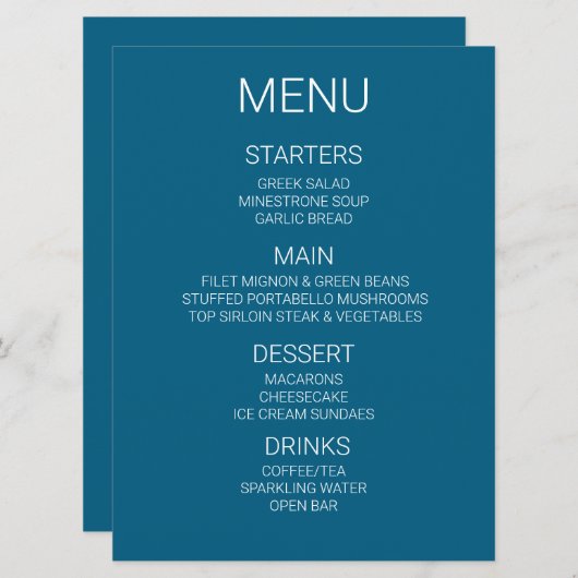 Maak Uw Eigen Aangepaste Gepersonaliseerde Menu (Voorkant / Achterkant)