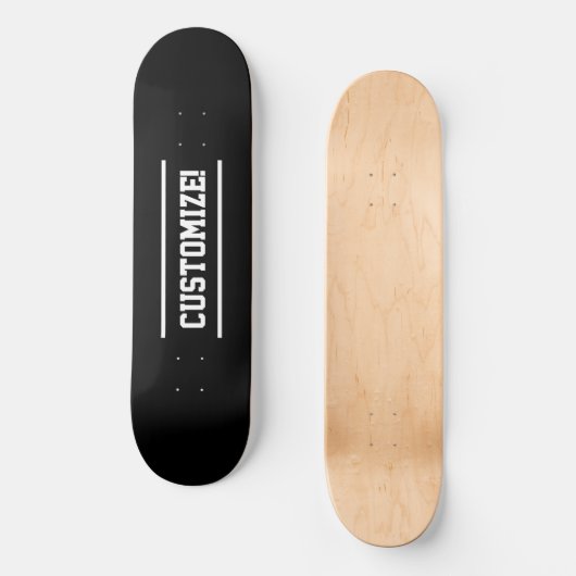 Maak uw eigen aangepaste tekst zwart-wit skateboard (Voorkant)