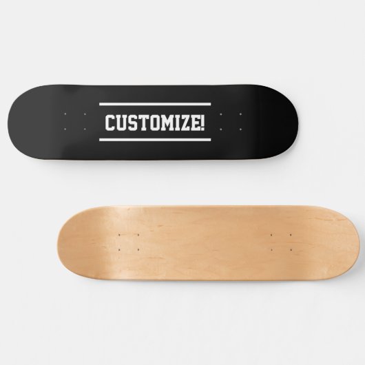 Maak uw eigen aangepaste tekst zwart-wit skateboard (Horizontaal)