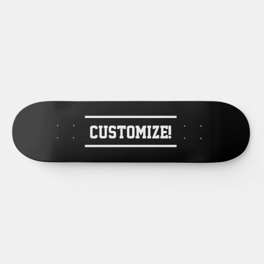 Maak uw eigen aangepaste tekst zwart-wit skateboard (Horizontaal)