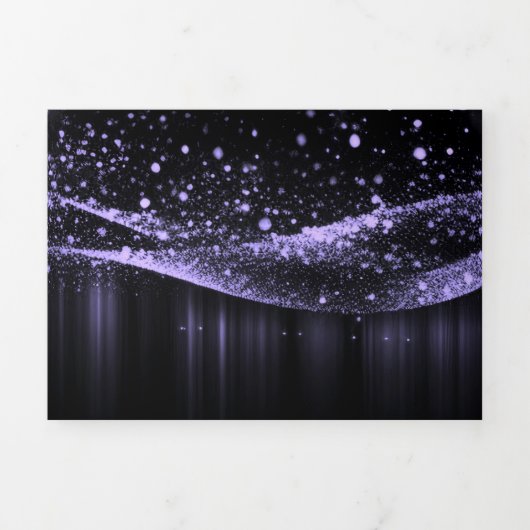 Maak Uw Eigen Aanpasbare Glitterlint Paars Drieluik Uitnodiging (Cover)