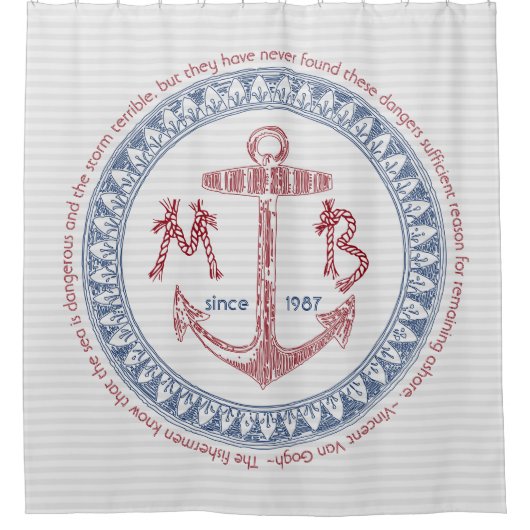 Maak uw eigen  anker-anker-anatomische monogram douchegordijn (Voorkant)