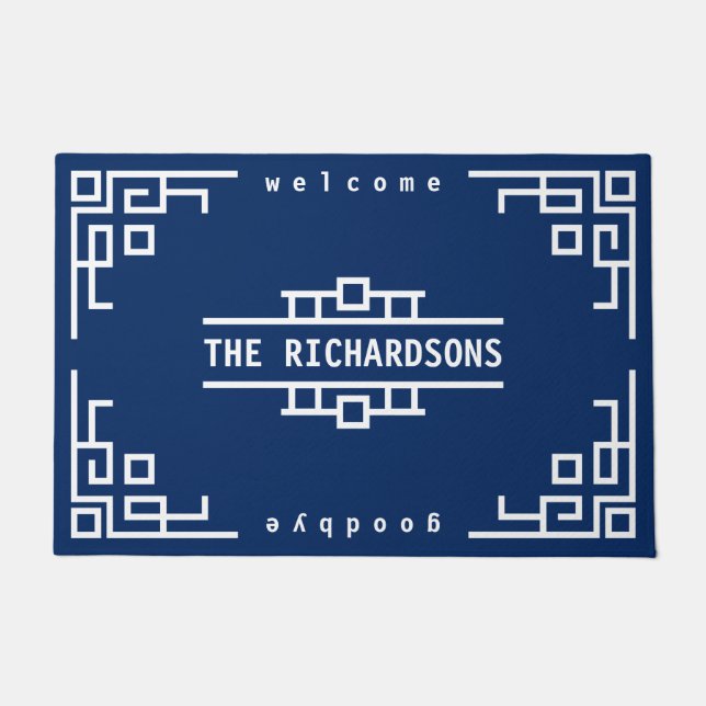 Maak uw eigen Art Deco Retro geometrische grens Deurmat (Voorkant)