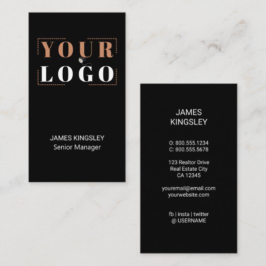 Maak uw eigen bedrijf zwart-wit Logo Visitekaartje (Voorkant / Achterkant)