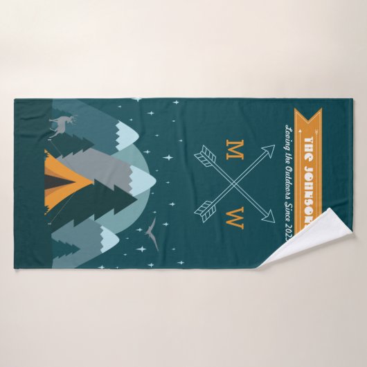 Maak uw eigen Camping Mountain buitenavontuur Badhanddoek (Badhanddoek)