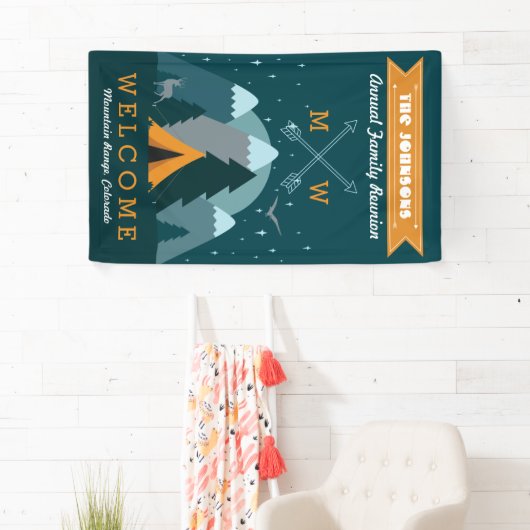 Maak uw eigen Camping Mountain buitenavontuur Spandoek (Insitu)