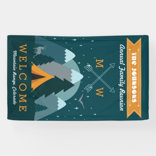 Maak uw eigen Camping Mountain buitenavontuur Spandoek (Horizontaal)