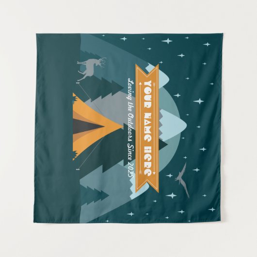 Maak uw eigen Camping Mountain buitenavontuur Wandkleed (Voorkant (horizontaal))