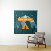 Maak uw eigen Camping Mountain buitenavontuur Wandkleed (In situ)
