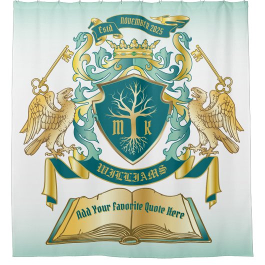 Maak uw eigen embleke boomstructuurcode gekroonde  douchegordijn (Voorkant)