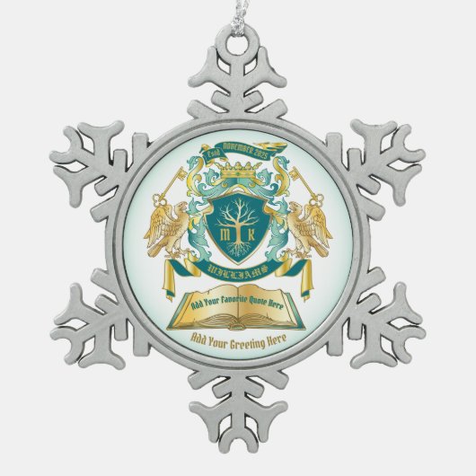 Maak uw eigen embleke boomstructuurcode gekroonde  tin sneeuwvlok ornament (Voorkant)