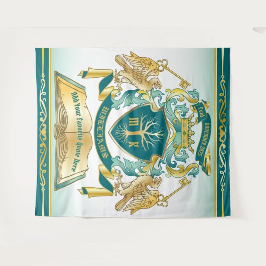 Maak uw eigen embleke boomstructuurcode gekroonde  wandkleed (Voorkant (horizontaal))