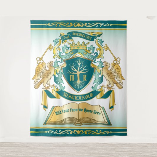 Maak uw eigen embleke boomstructuurcode gekroonde  wandkleed (Voorkant)