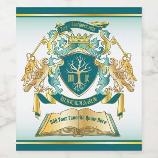 Maak uw eigen embleke boomstructuurcode gekroonde  wijn etiket (Enkel label)