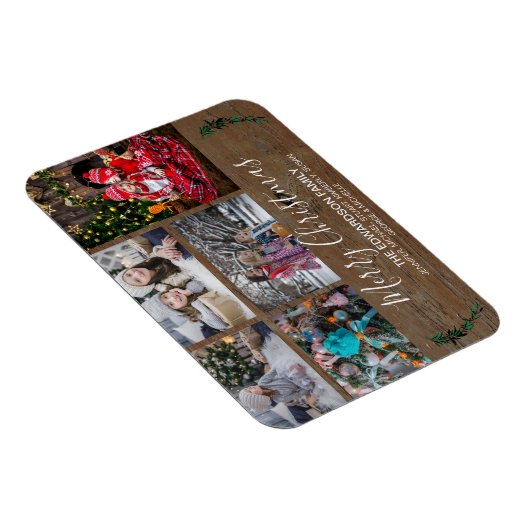 Maak uw eigen familie collage rustieke hout Kerstm Magneet (Rechterzijde)