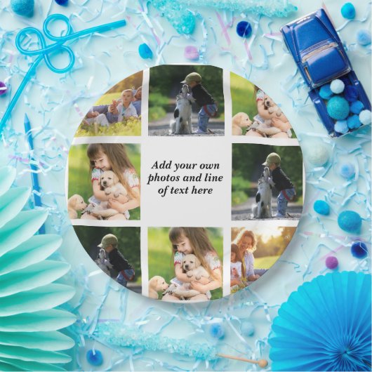 Maak uw eigen fotocollage en tekst papieren bordje (Feest)