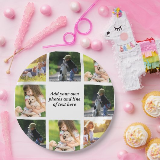 Maak uw eigen fotocollage en tekst papieren bordje (Feest)