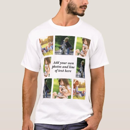 Maak uw eigen fotocollage en tekst t-shirt (Voorkant)