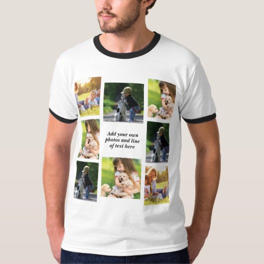 Maak uw eigen fotocollage en tekst t-shirt (Voorkant)