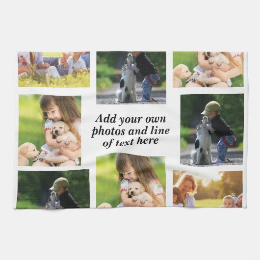 Maak uw eigen fotocollage en tekst theedoek (Horizontaal)