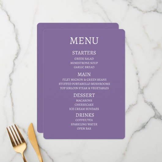 Maak Uw Eigen Gepersonaliseerd Menu (Voorkant / Achterkant in situ)