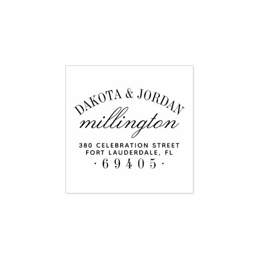 Maak uw eigen gepersonaliseerde bruiloft retour ad 	rubberstempel (Afrduk)