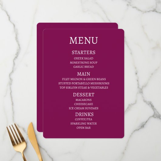 Maak Uw Eigen Gepersonaliseerde Menu (Voorkant / Achterkant in situ)