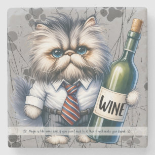 Maak Uw Eigen Grappige Mr Kitty Perzische Kat Wijn Stenen Onderzetter