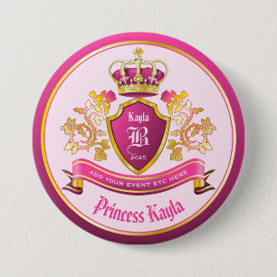 Maak uw eigen jasje Wapens Goud Pearls Roze Ronde Button 7,6 Cm